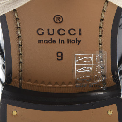 Gucci Calfskin Bee Embroidered Mens Queercore Brogue Derby Shoes 9 Black 8 of 9
