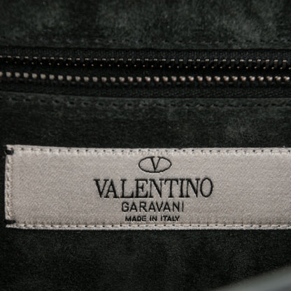 Valentino Garavani Pebbled Calfskin Star Studded Medium Lock Flap Black 6 of 6