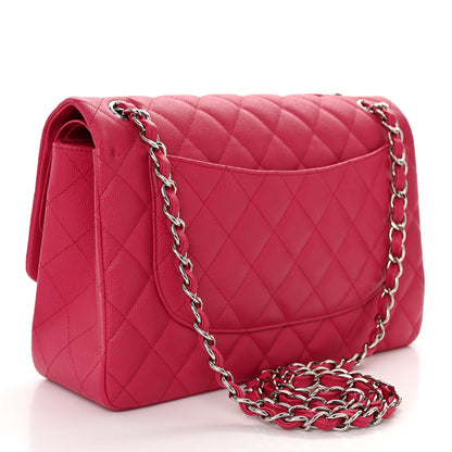 Chanel Caviar Quilted Jumbo Double Flap Dark Pink 3 of 10