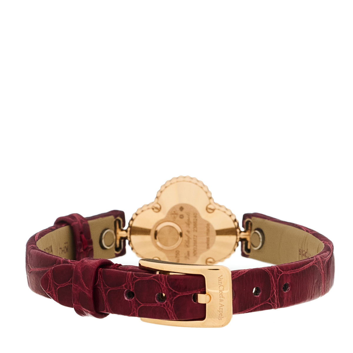Van Cleef & Arpels 18K Rose Gold Alligator Mother Of Pearl 23mm Sweet Alhambra Quartz Watch 3 of 6