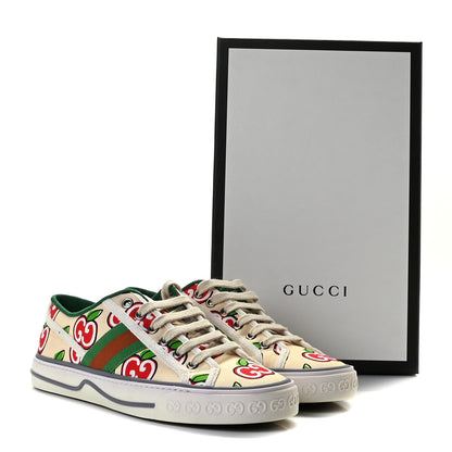 Gucci Canvas Web GG Apple Womens 1977 Tennis Sneakers 37 Ivory Red Mystic White New Shamarock 12 of 12
