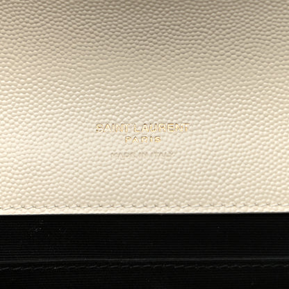 Saint Laurent Grain De Poudre Textured Mixed Matelasse Triquilt Monogram Clutch Blanc Vintage 6 of 8