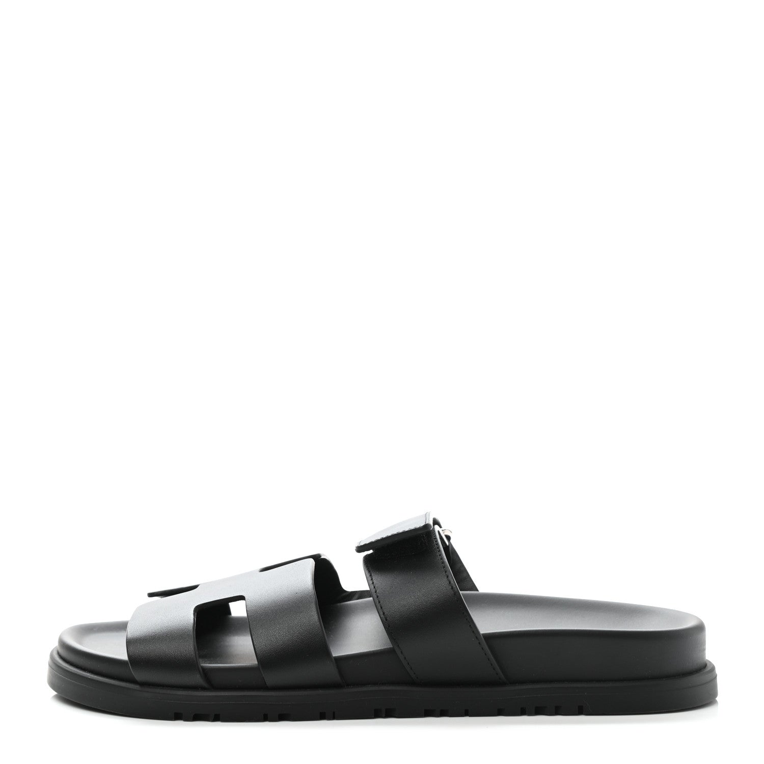 Hermes Calfskin Womens Chypre Sandals 38.5 Black 1 of 9
