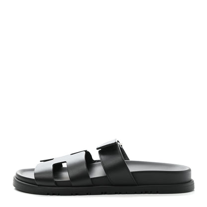 Hermes Calfskin Womens Chypre Sandals 38.5 Black 1 of 9