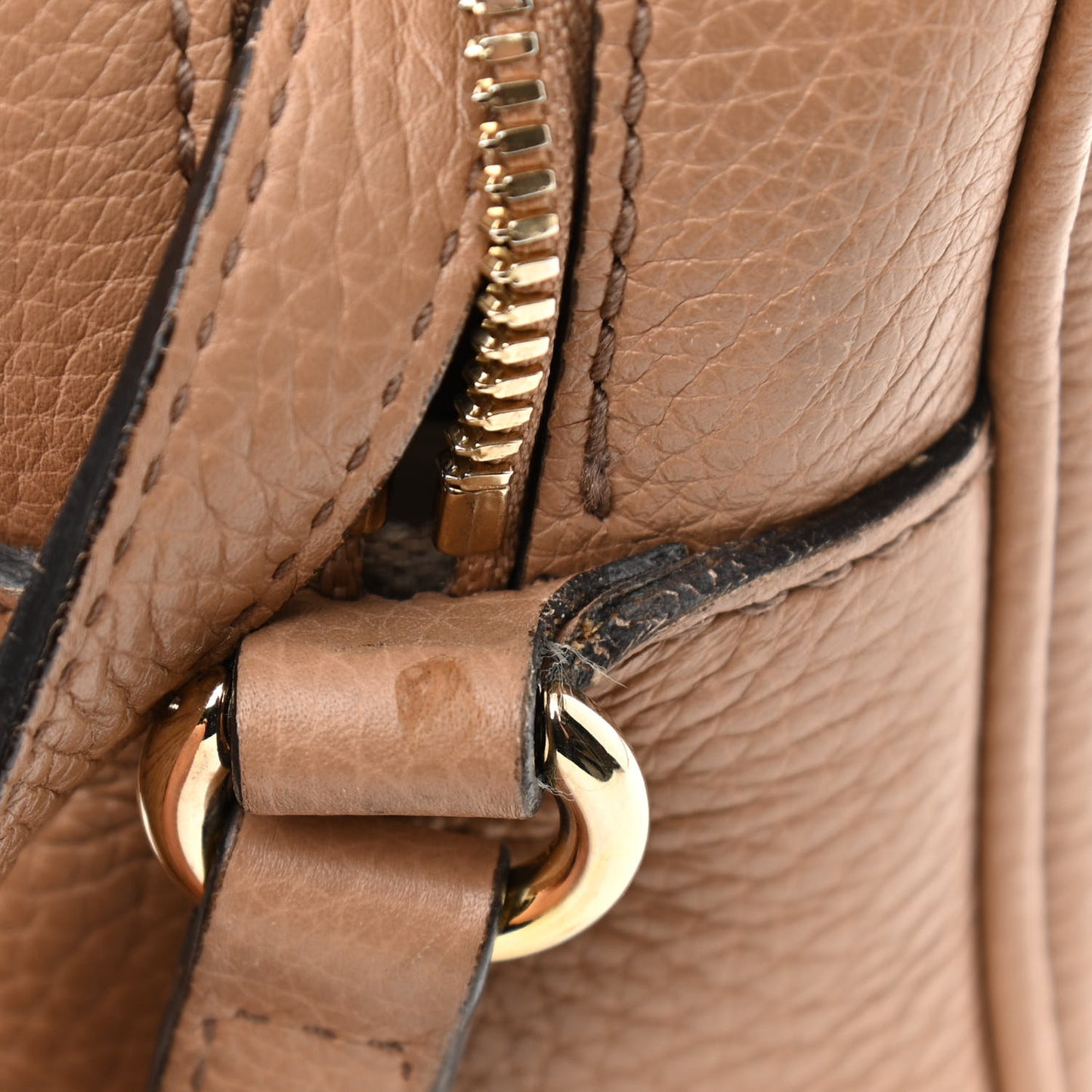Pebbled Calfskin Small Soho Disco Bag Camelia