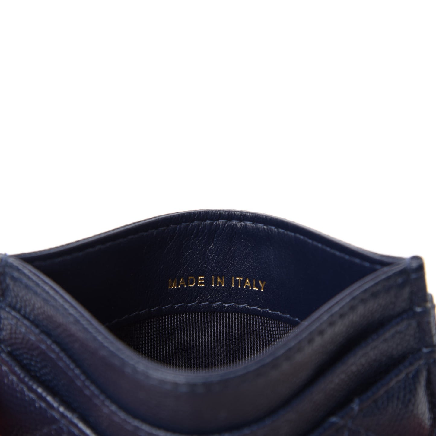 Caviar Quilted Card Holder Navy