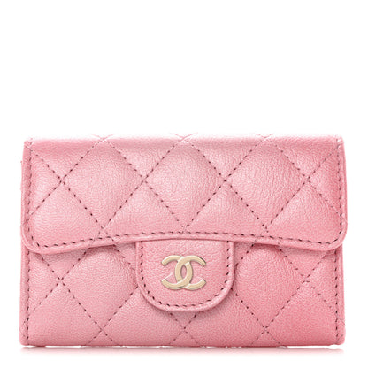 Chanel Cloudy Pearly Goatskin Quilted Flap Card Holder Wallet Pink 1 of 9