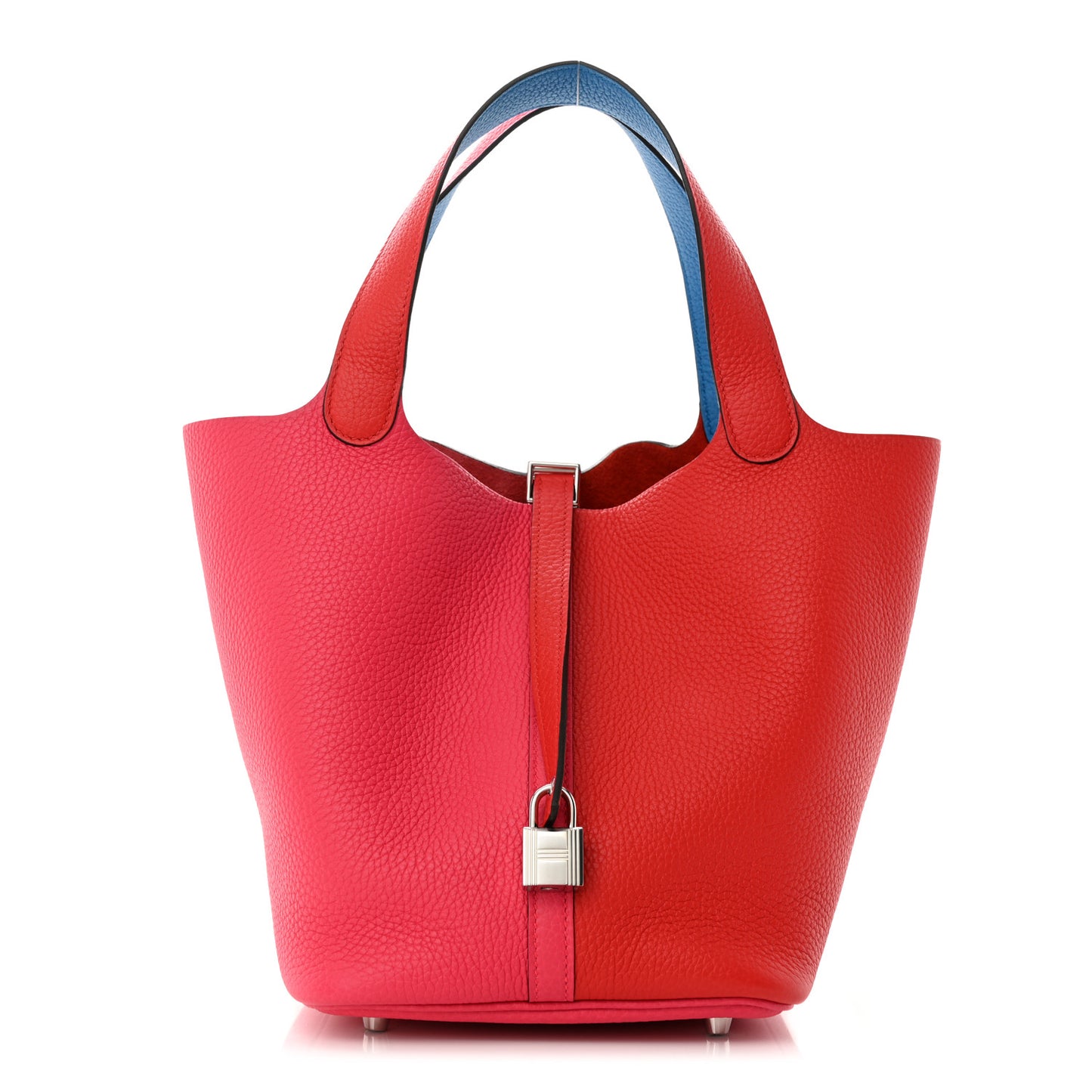Taurillon Clemence Casaque Picotin Lock 22 MM Rouge de Coeur Rose Extreme Bleu Zanzibar