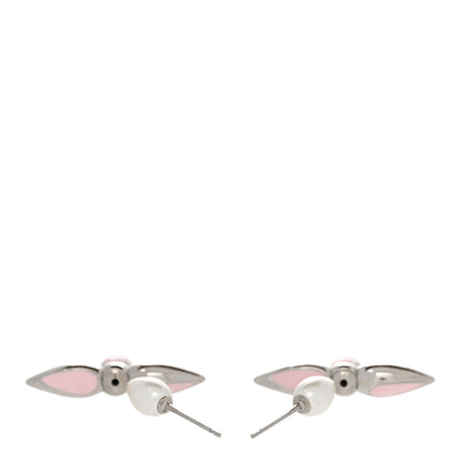 Louis Vuitton Metal Louisette Earrings Silver Rose 3 of 6