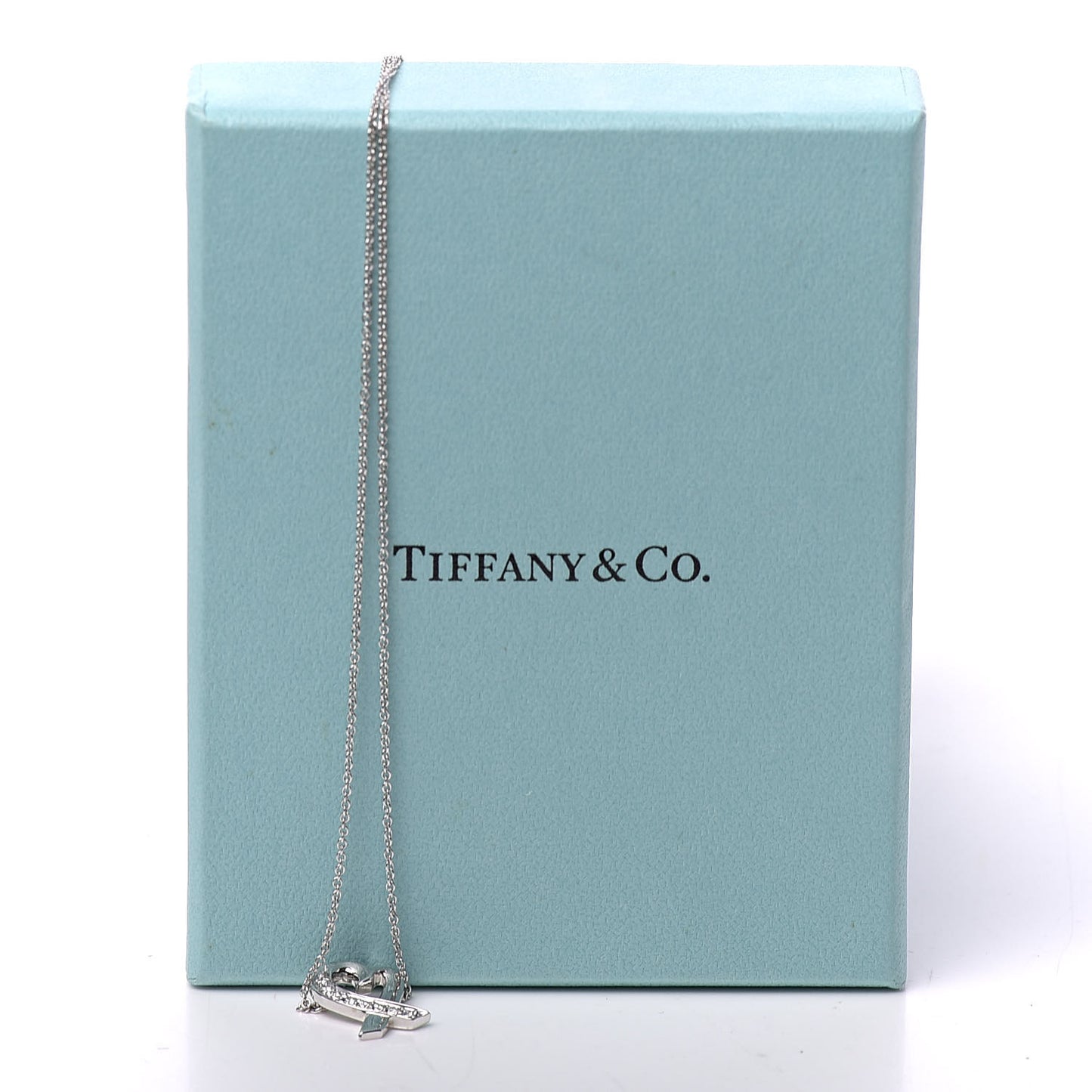 18K White Gold Diamond Small Paloma Picasso Loving Heart Necklace