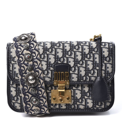 Christian Dior Oblique Small DiorAddict Flap Bag Navy Blue 1 of 9