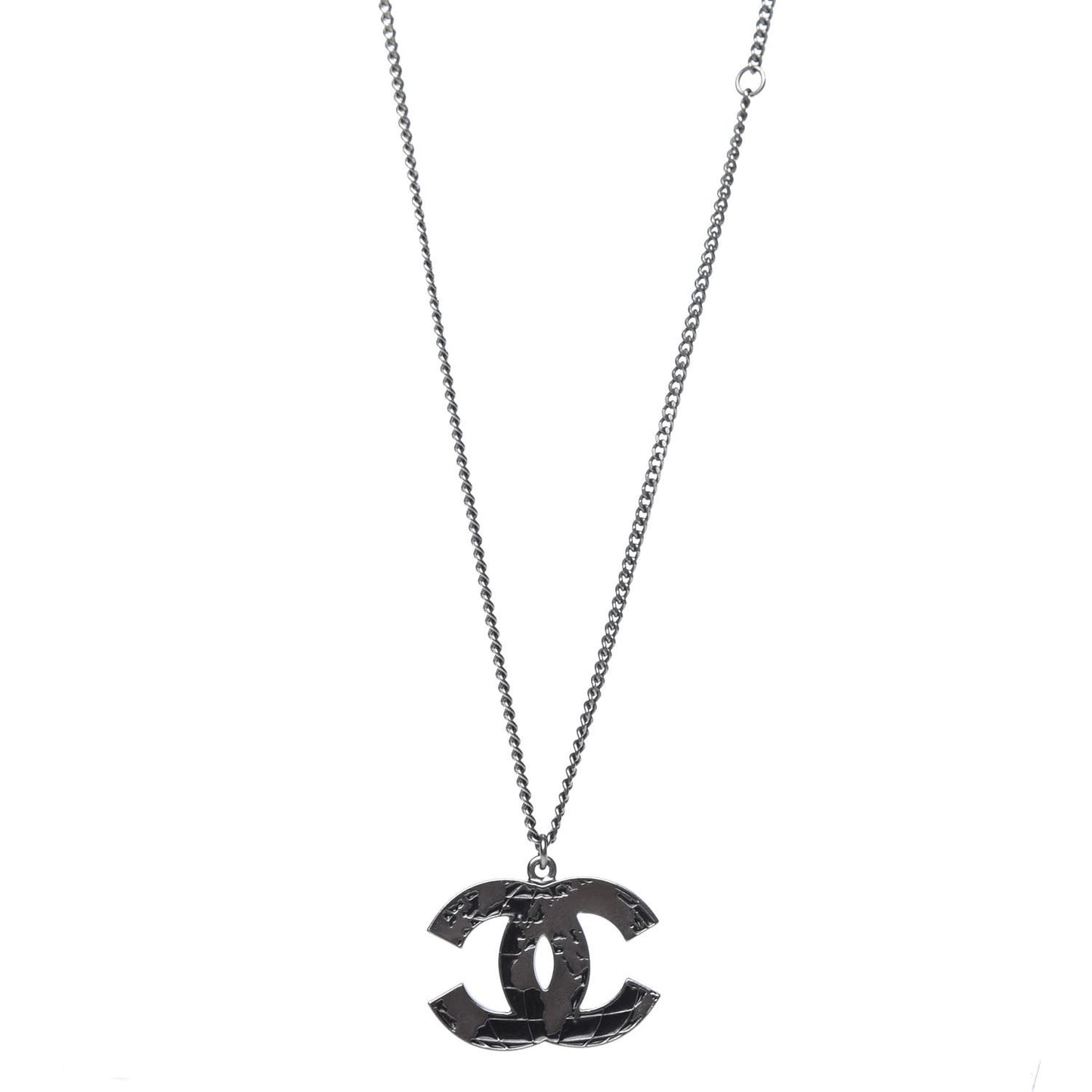 Ruthenium Globe CC Pendant Necklace Dark Silver