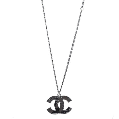 Chanel Ruthenium Globe CC Pendant Necklace Dark Silver 1 of 5