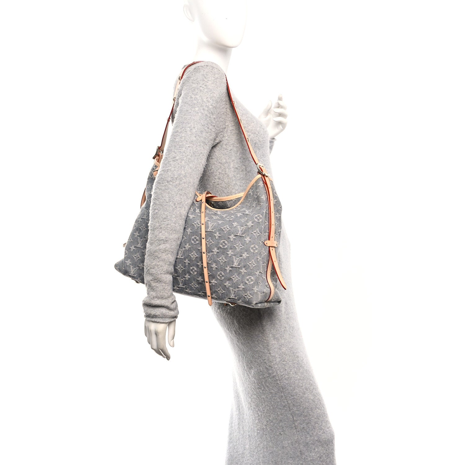 Louis Vuitton Monogram Denim CarryAll MM Washed Grey 2 of 10