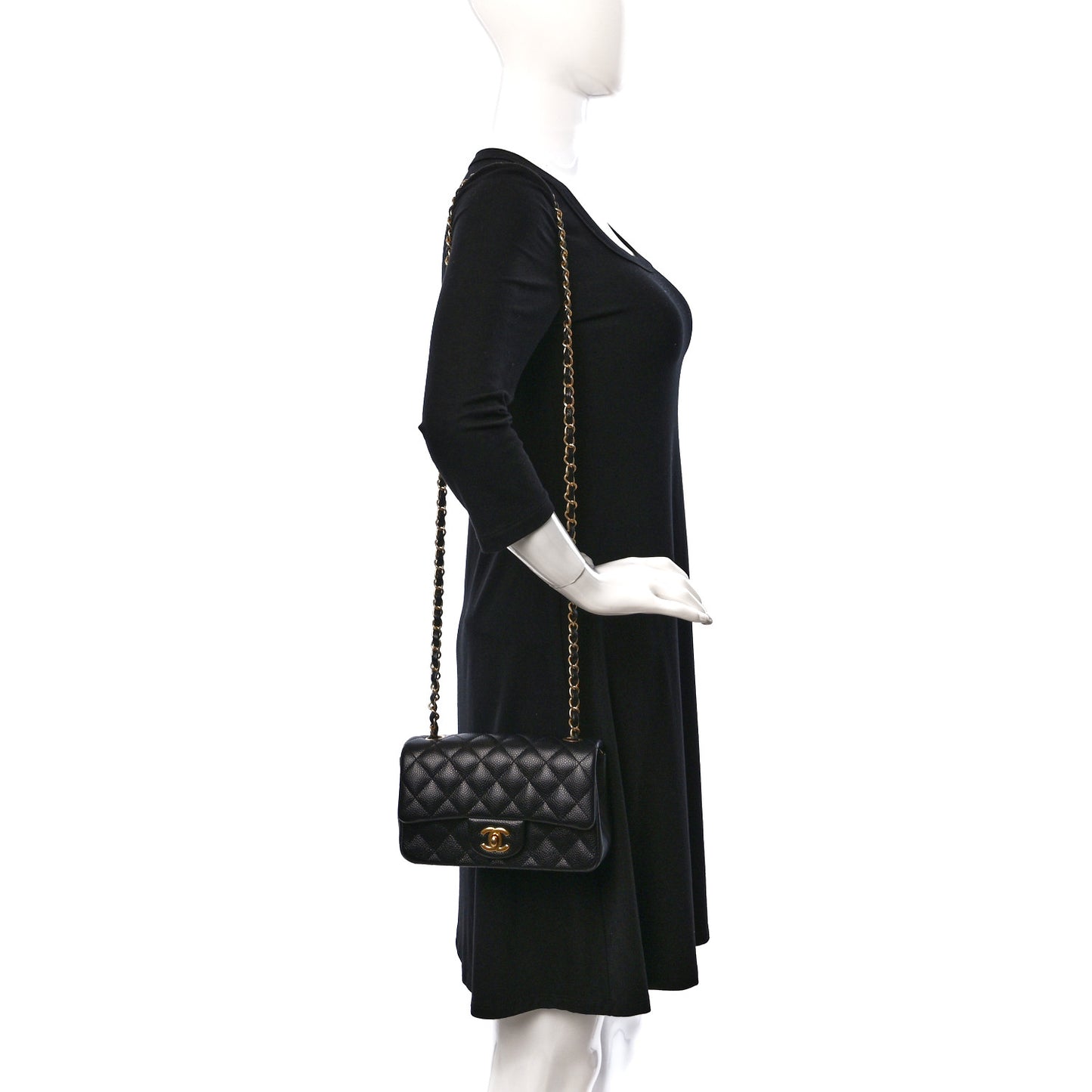 Caviar Quilted Mini Rectangular Flap Black