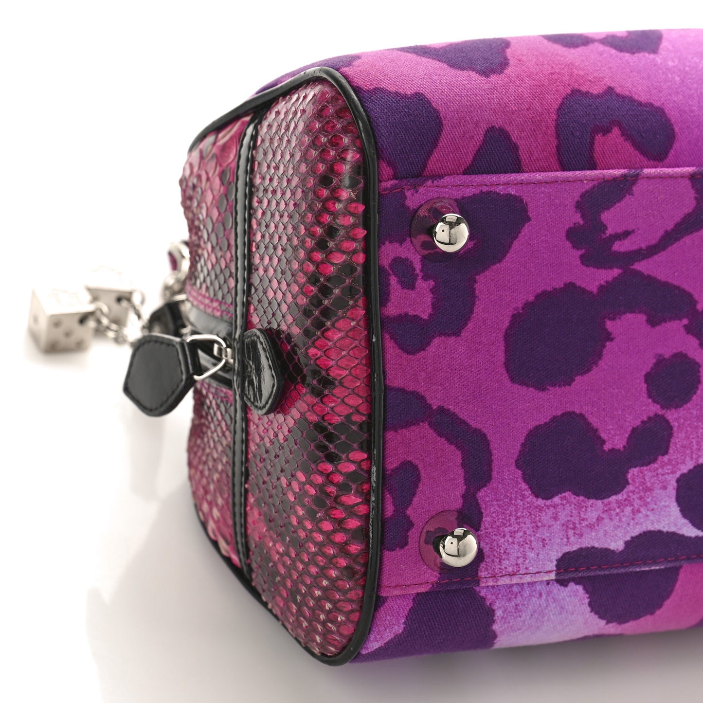 Snakeskin Leopard Gambler Dice Bowler Pink