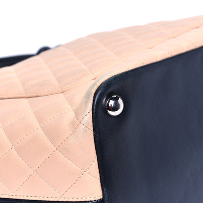 Chanel Calfskin Quilted Large Cambon Tote Beige Black 10 of 12