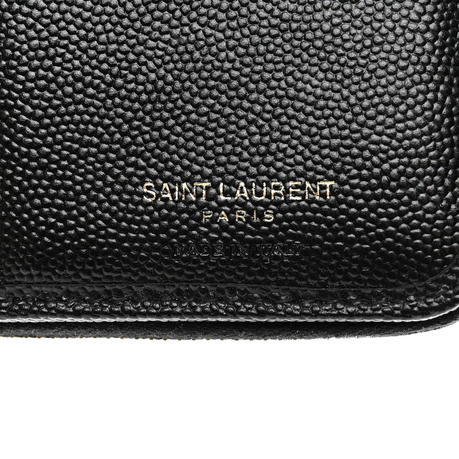 Saint Laurent Grain De Poudre Matelasse Chevron Monogram Compact Zip Around Wallet Black 7 of 9
