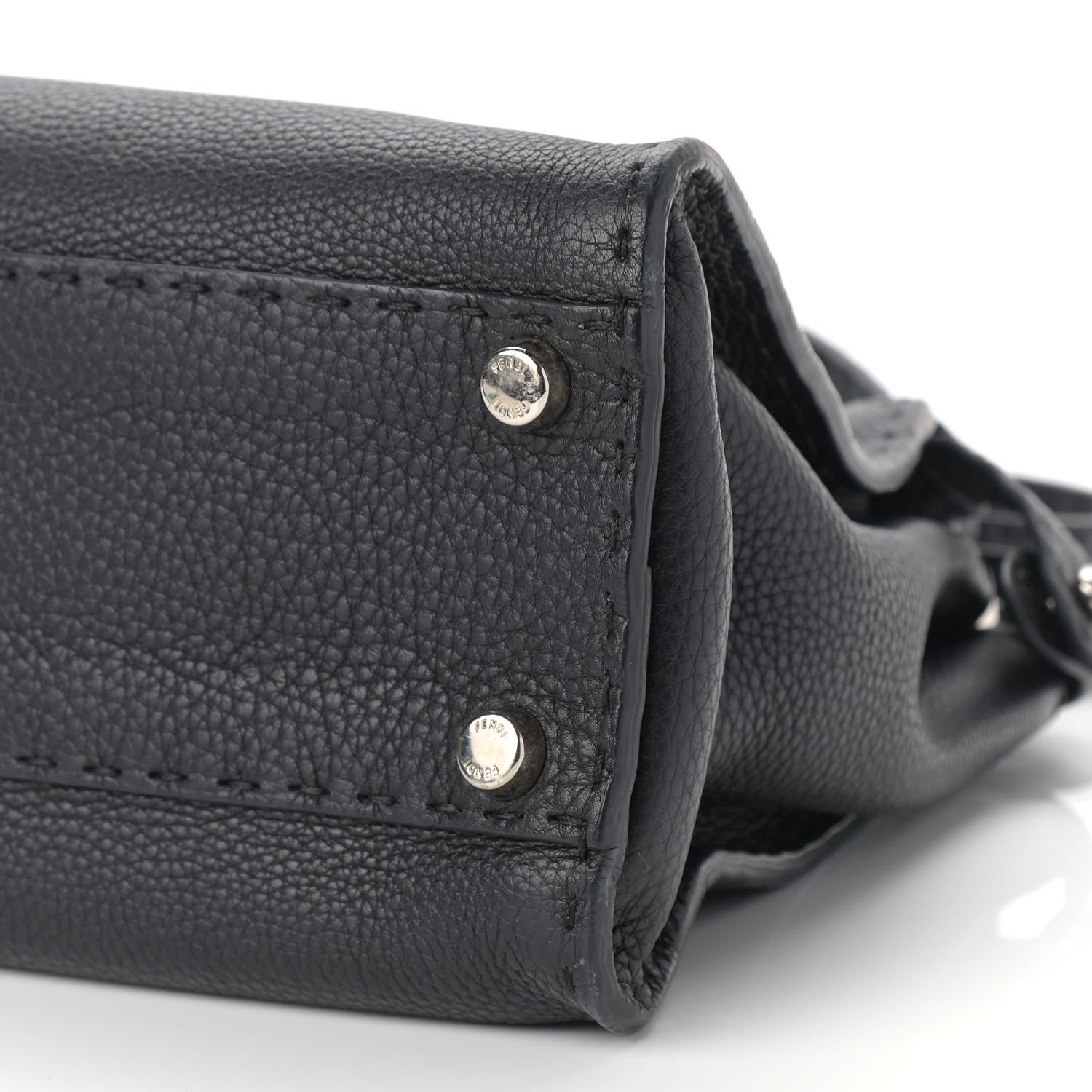 Fendi Cuoio Romano Selleria Bi-Color Medium Peekaboo Iconic Satchel Black Mou 9 of 9