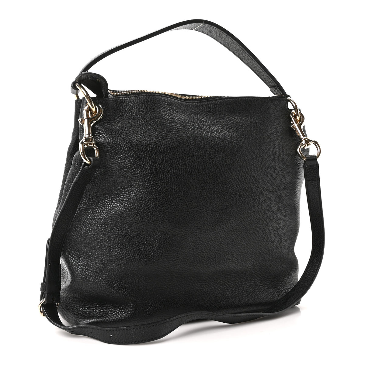 Pebbled Calfskin Large Soho Hobo Black