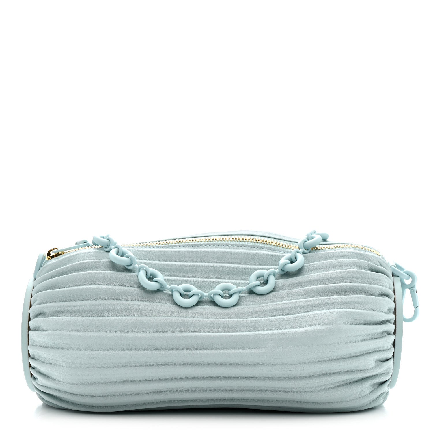 Loewe Lambskin Pleated Bracelet Pouch Chain Shoulder Bag Aquamarine 1 of 10