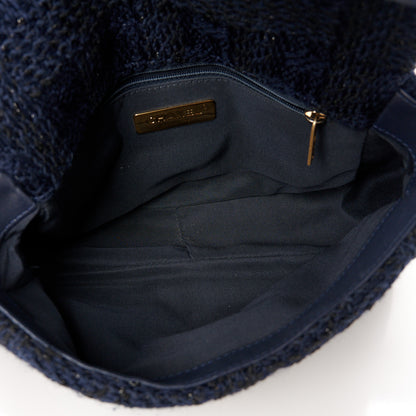 Chanel Tweed Quilted Medium Chanel 19 Flap Navy Blue Black 5 of 10