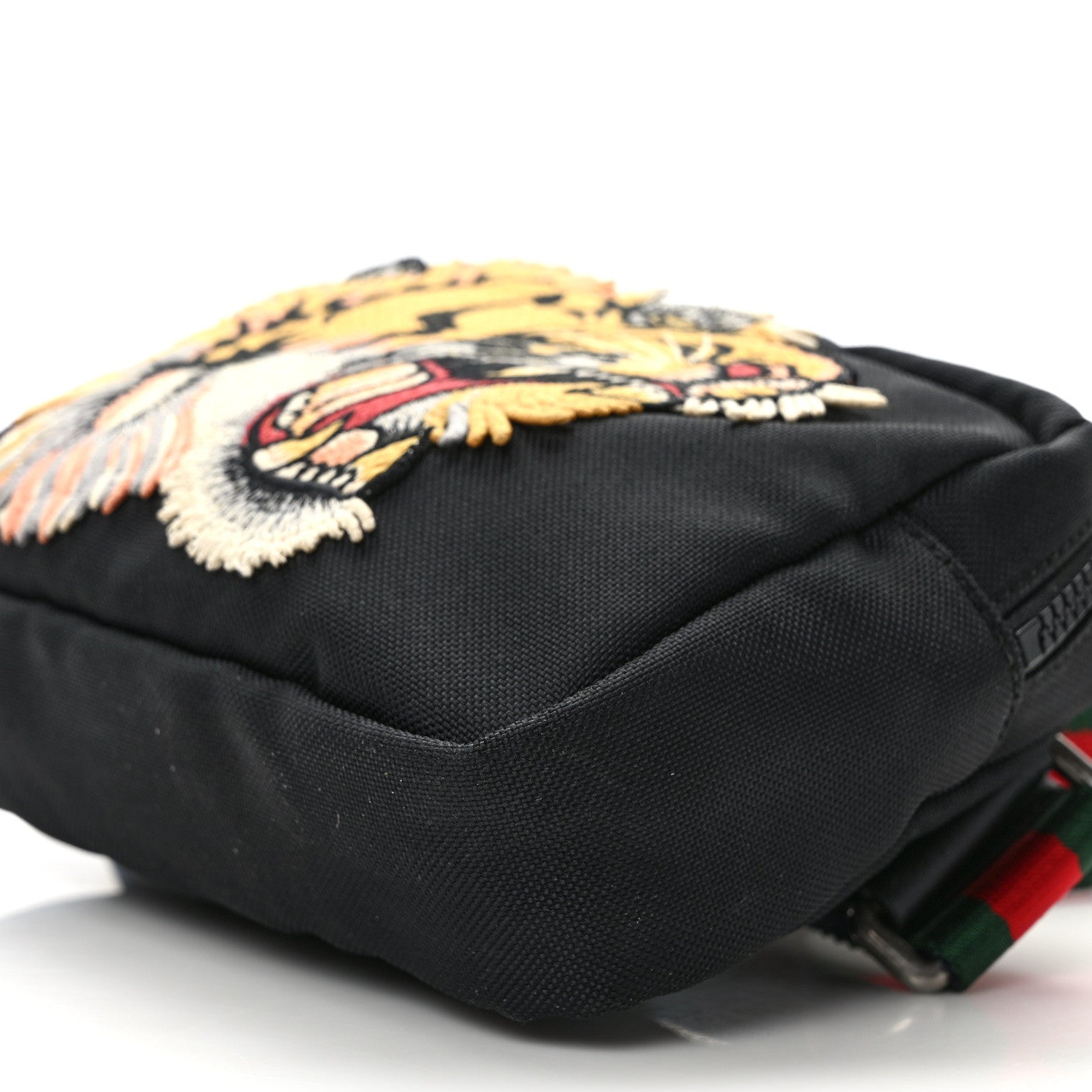 Gucci Canvas Web Tiger Embroidered Messenger Bag Black 9 of 10