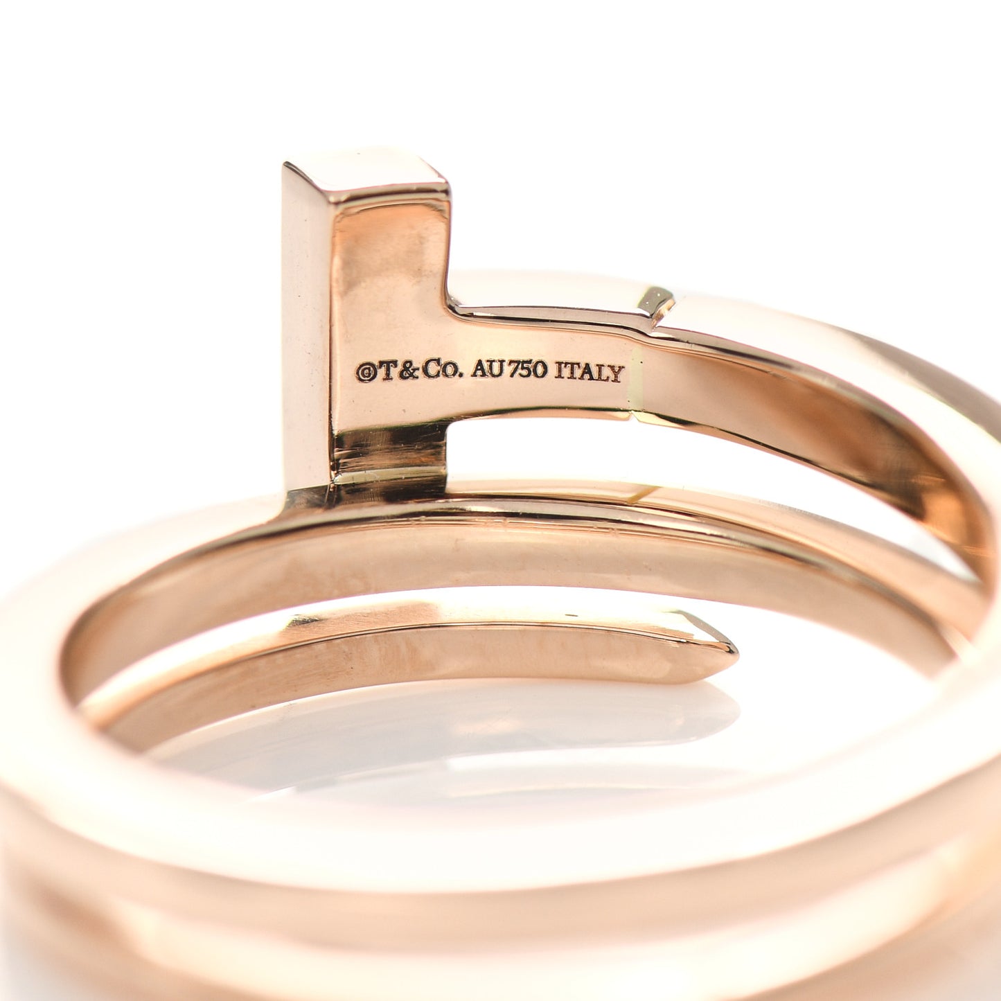 18K Rose Gold Diamond T Square Wrap Ring 58 8.5