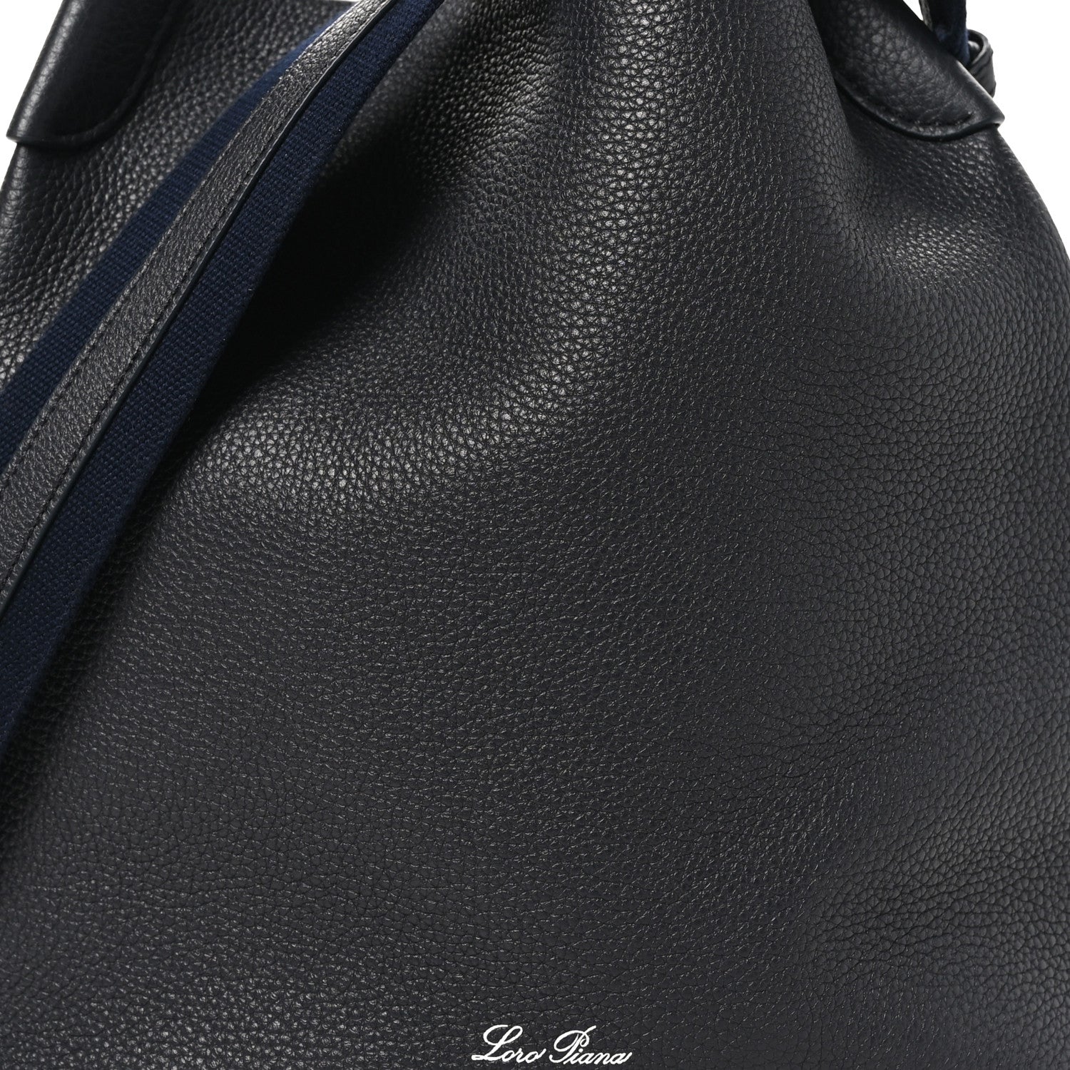Loro Piana Grained Calfskin Large Bale Bag Navy Blue 8 of 12