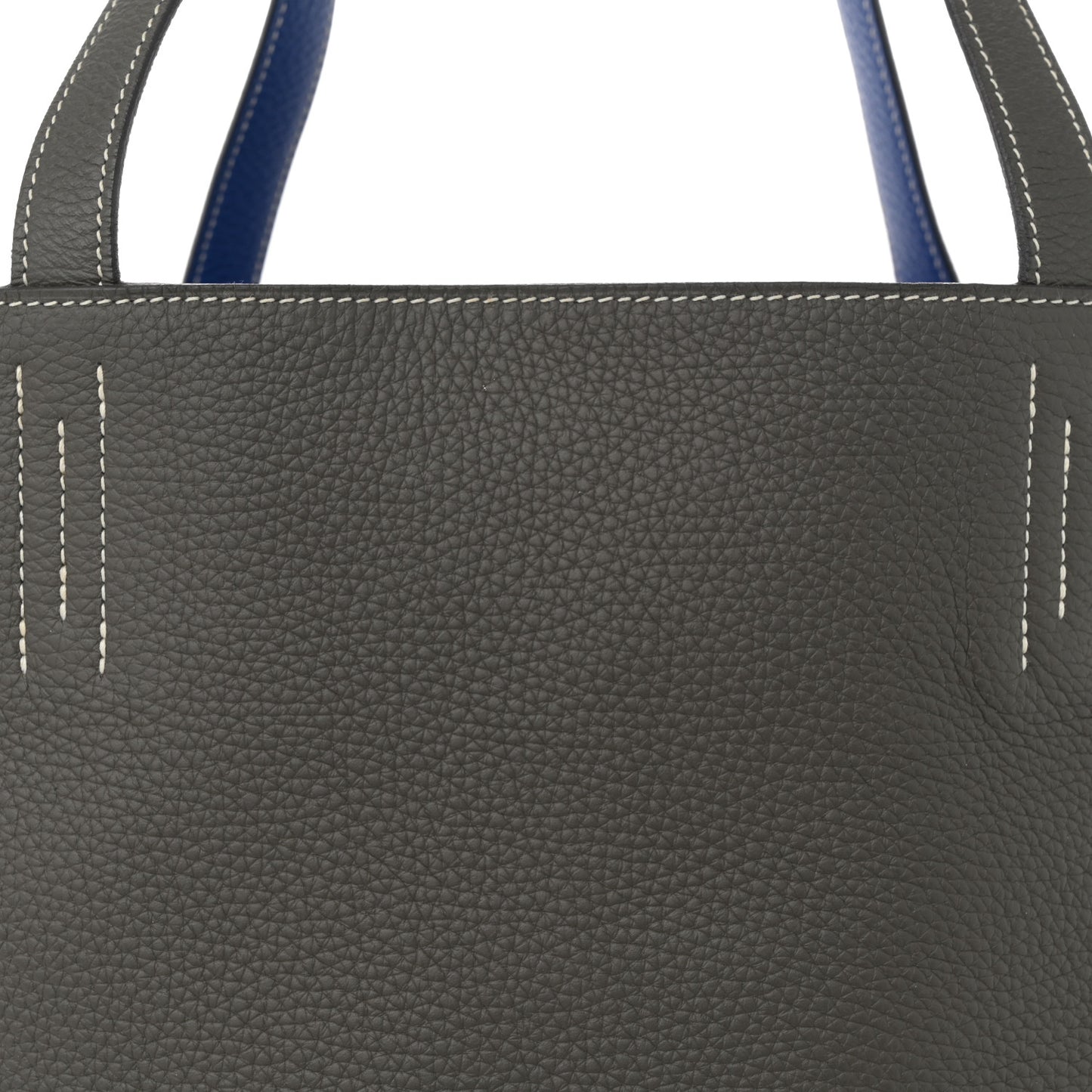 Taurillon Clemence Double Sens 36 Reversible Tote Etain Bleu Electrique