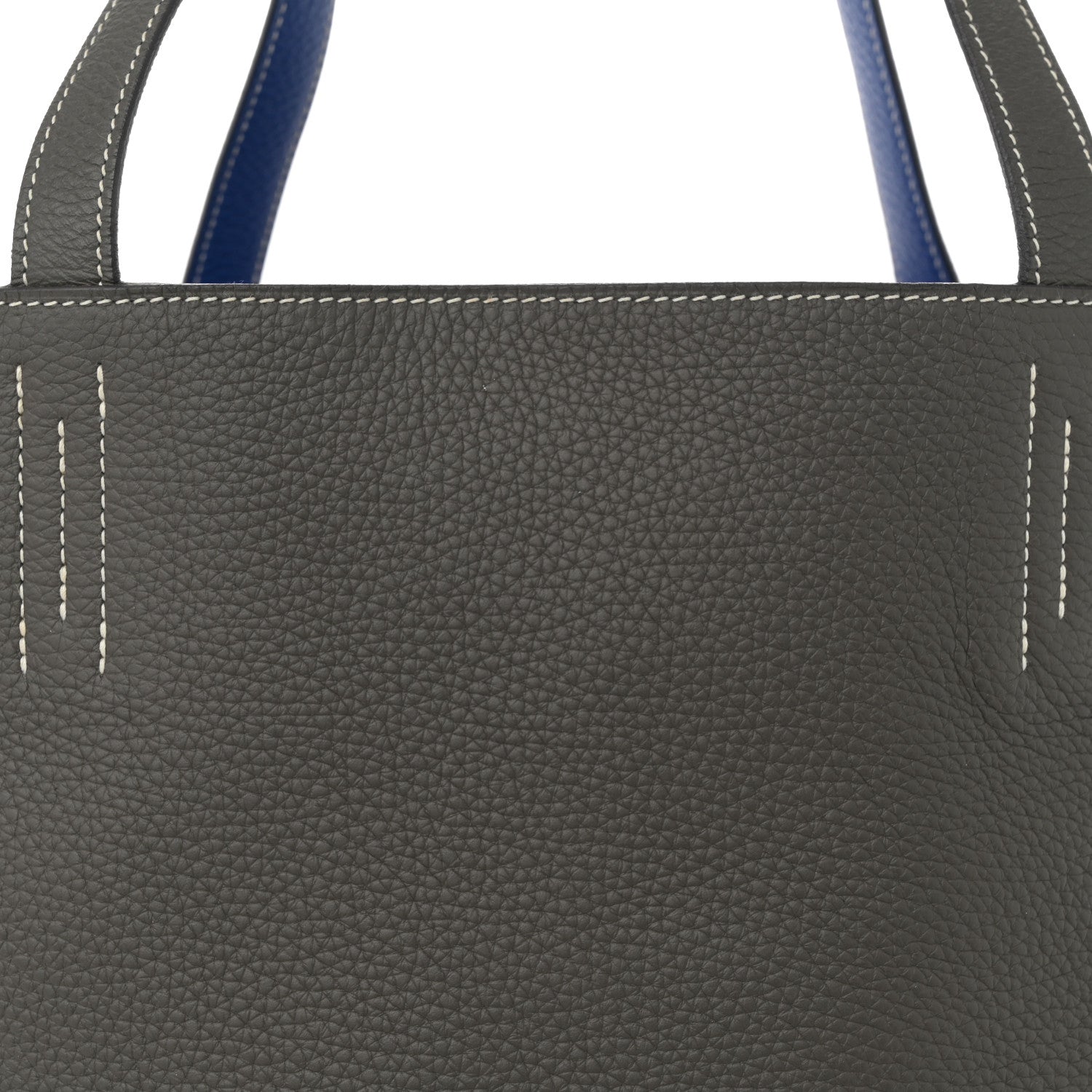 Hermes Taurillon Clemence Double Sens 36 Reversible Tote Etain Bleu Electrique 12 of 16