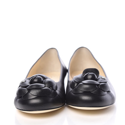 Chanel Lambskin Camellia Ballerina Flats 38.5 Black 2 of 9