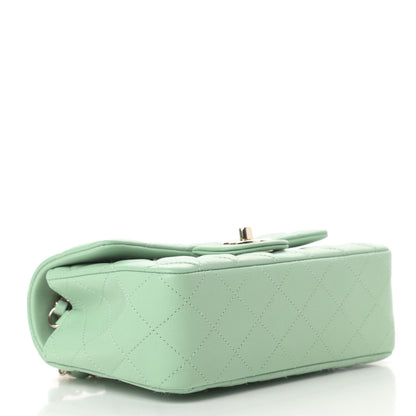 Chanel Lambskin Quilted Mini Rectangular Flap Light Green 4 of 11