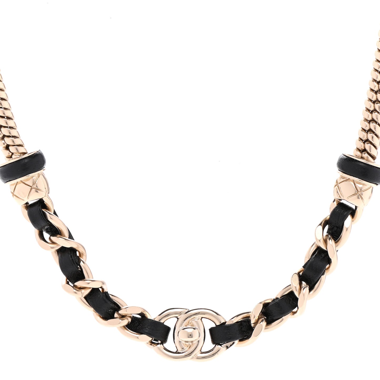 Metal Lambskin CC Turnlock Choker Necklace Black Gold