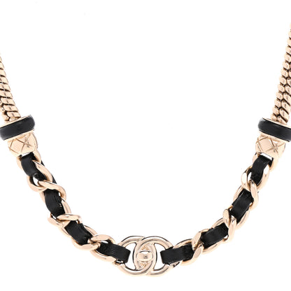 Chanel Metal Lambskin CC Turnlock Choker Necklace Black Gold 1 of 7