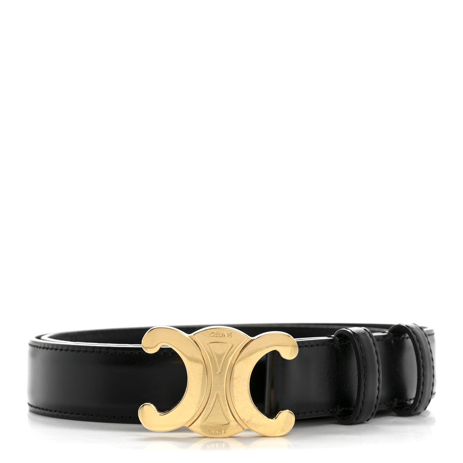 Celine Box Calfskin Teen 13mm Triomphe Belt 75 30 Black 1 of 11
