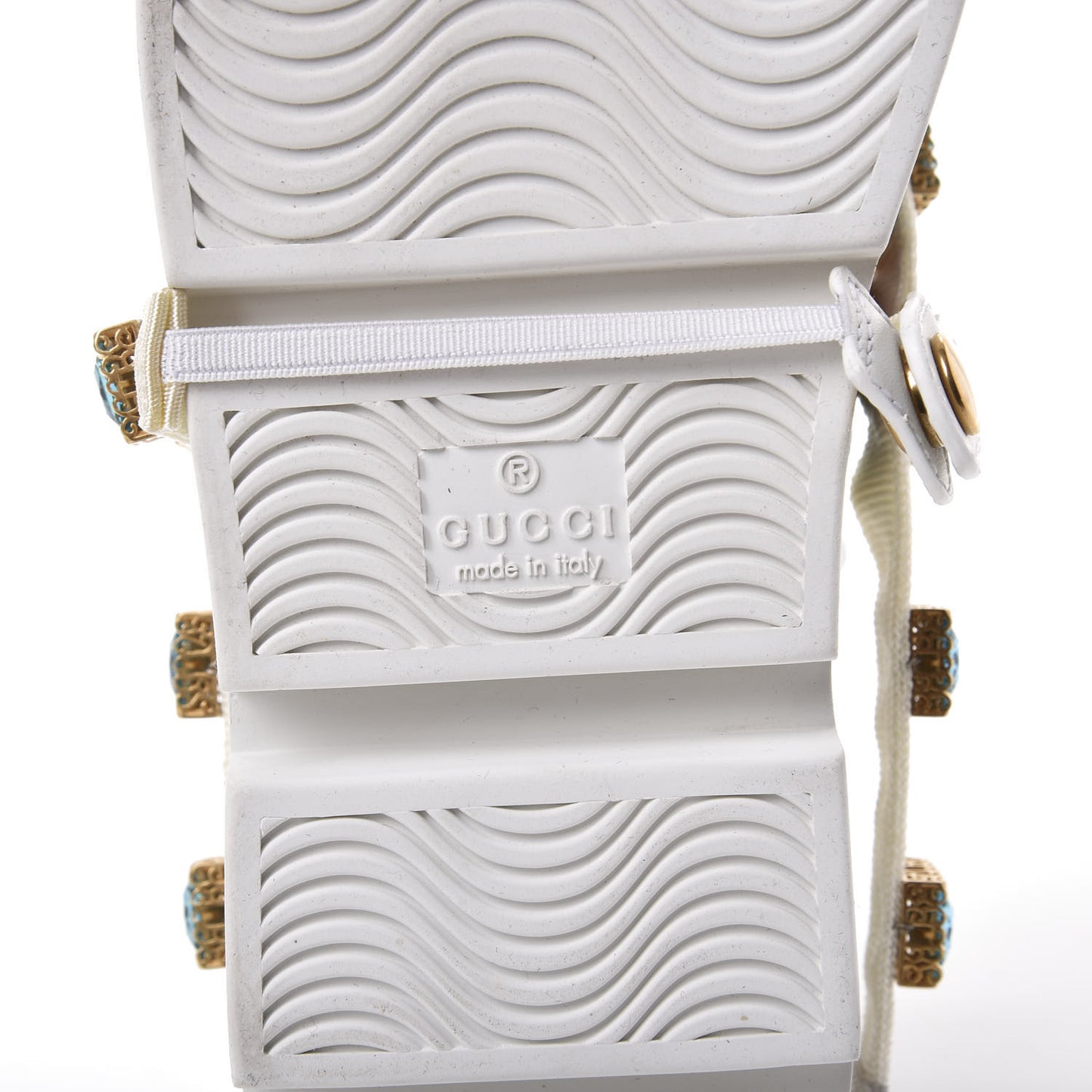 Calfskin Removable Crystals Bee Embroidered Ace Platform Sneakers 37 White