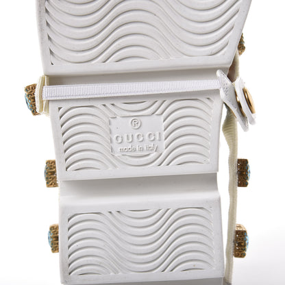 Gucci Calfskin Removable Crystals Bee Embroidered Ace Platform Sneakers 37 White 9 of 11