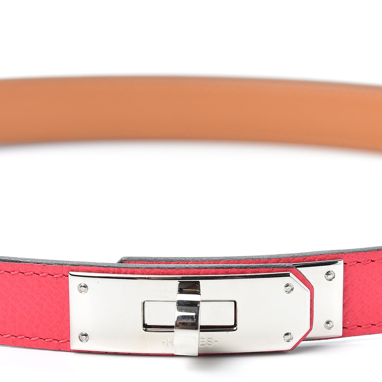 Hermes Epsom Kelly Belt Rose Extreme 4 of 4