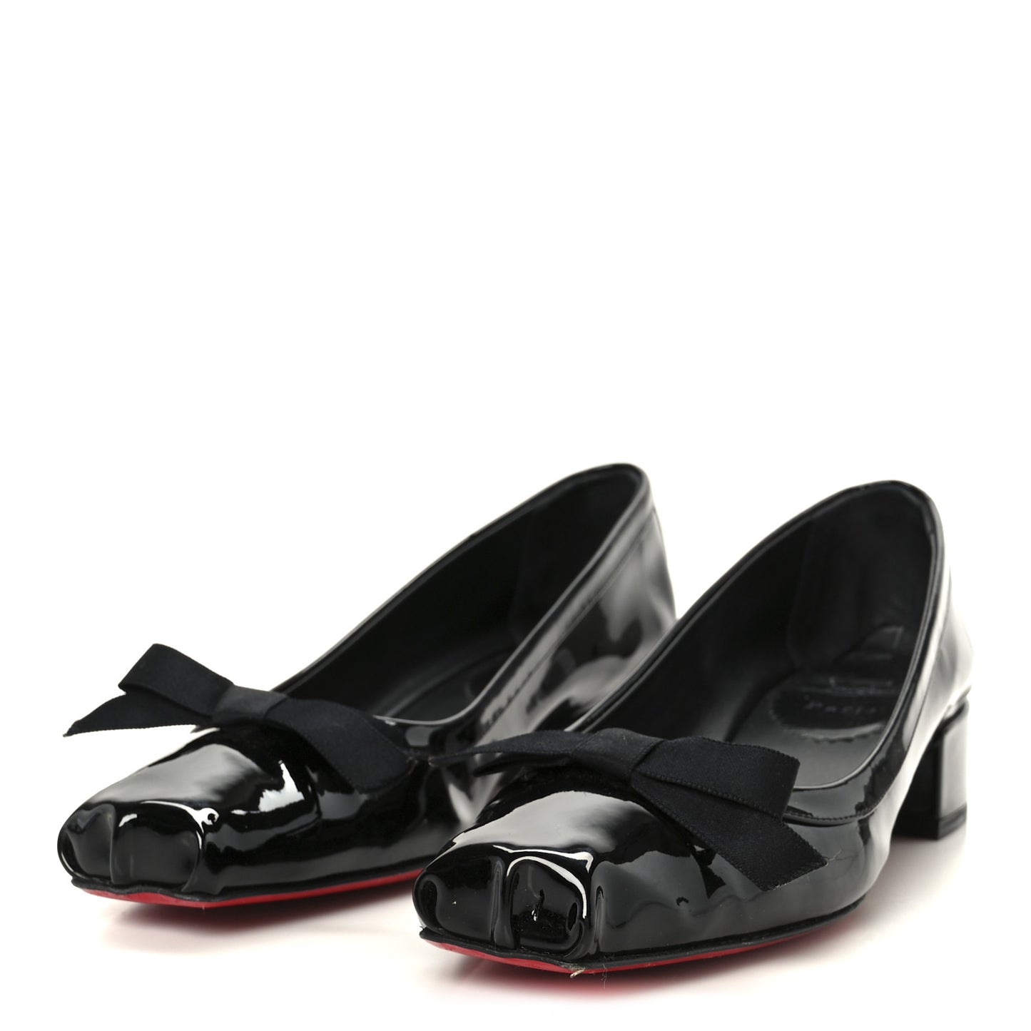 Patent Calfskin Mamaflirt 30mm Bow Pumps 39.5 Black