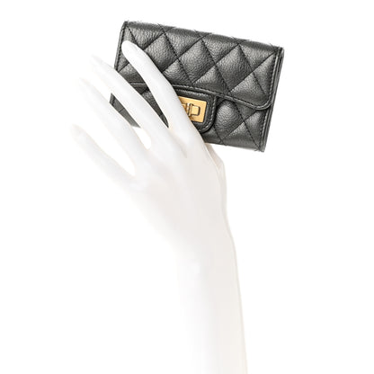 Chanel Metallic Calfskin Quilted Reissue Flap Card Holder Charcoal 2 of 9