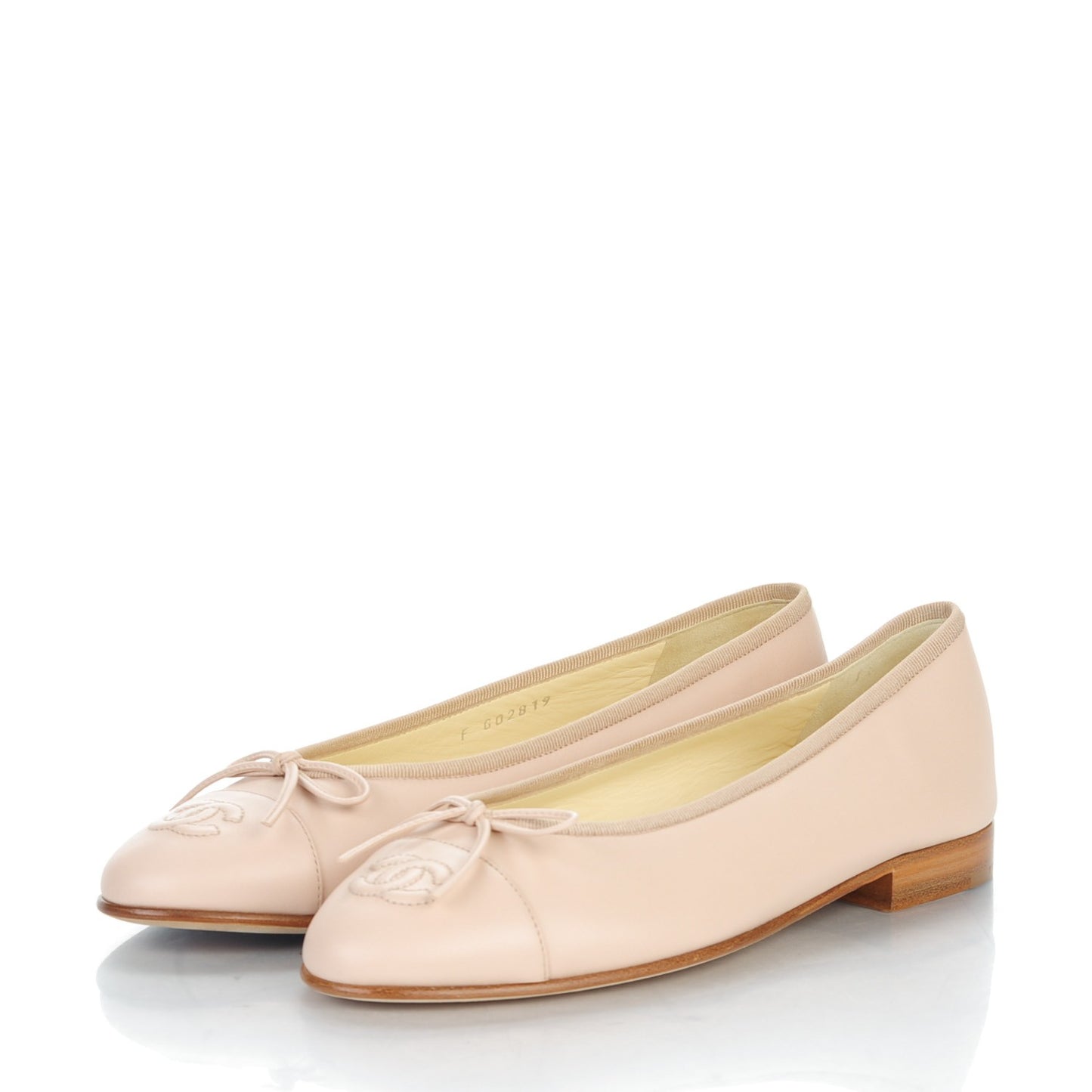 Calfskin CC Cap Toe Ballerina Flats 37 Light Pink
