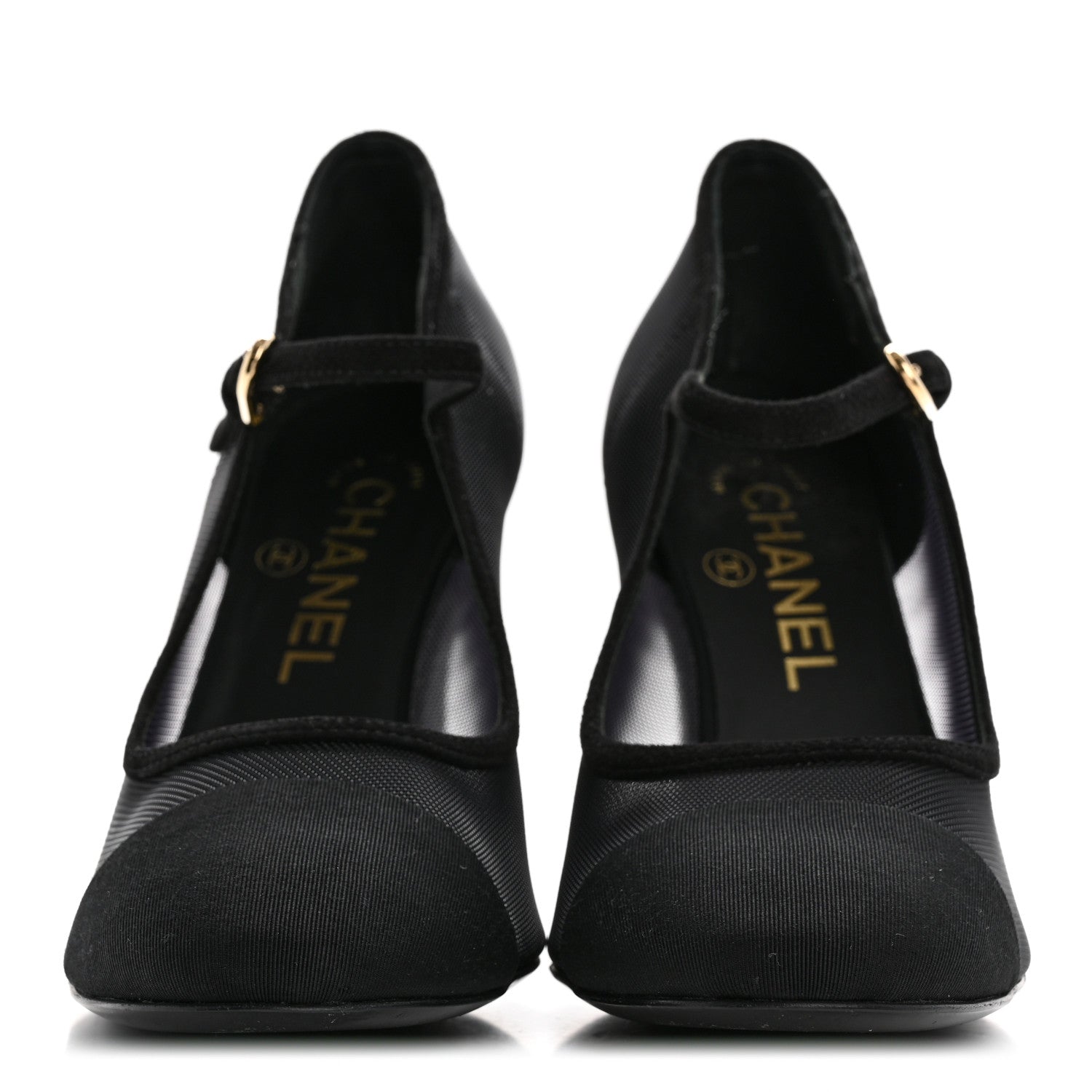 Chanel Mesh Suede Grosgrain Pearls Cap Toe Mary Jane Pumps 37.5