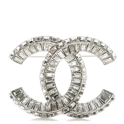 Chanel Baguette Crystal CC Brooch Silver 1 of 7