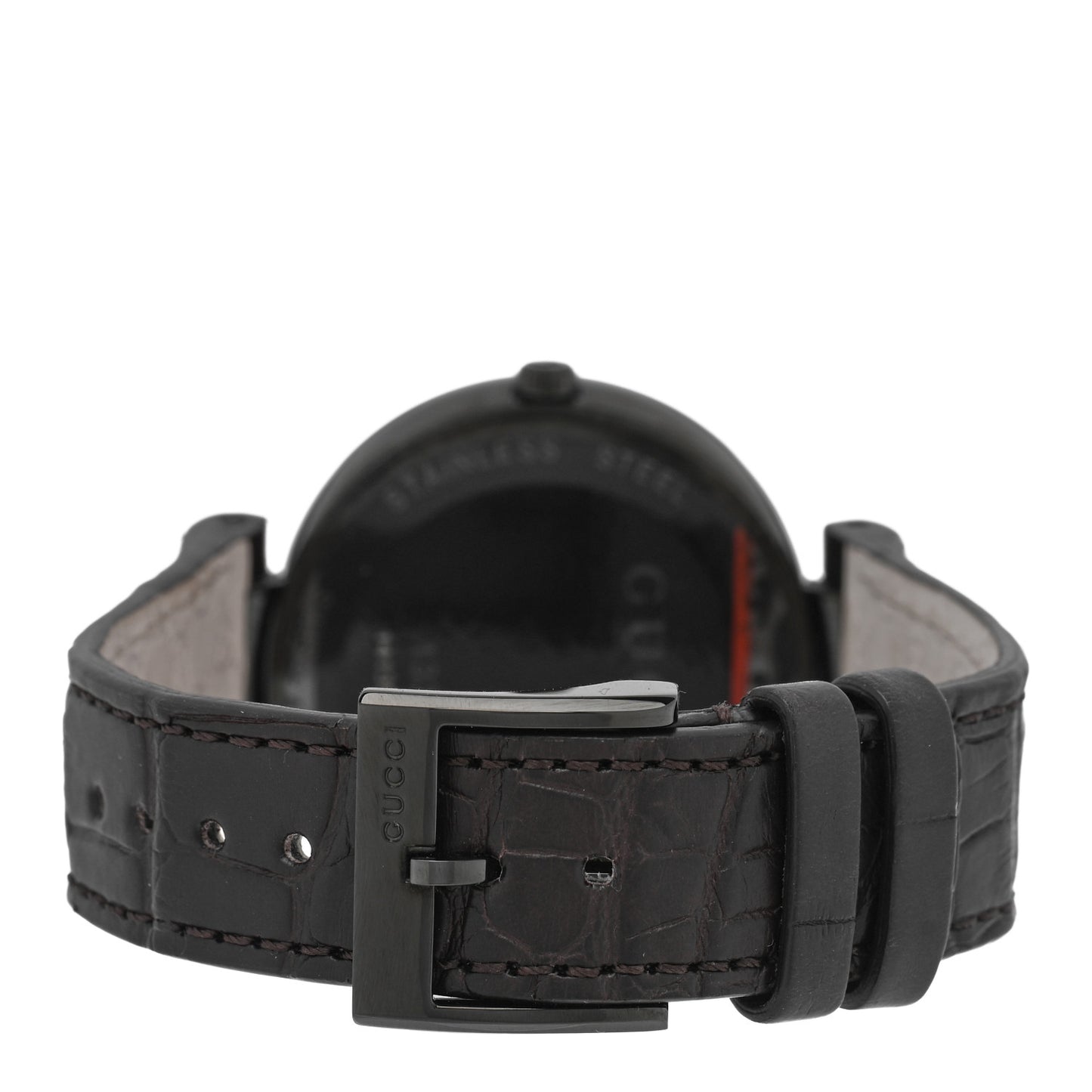 Stainless Steel Alligator 37mm Interlocking G Quartz Watch Black