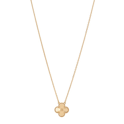 Van Cleef & Arpels 18K Yellow Gold Guilloche Vintage Alhambra Pendant Necklace 1 of 6