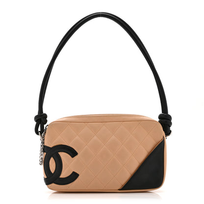 Chanel Calfskin Quilted Cambon Pochette Beige Black 1 of 13