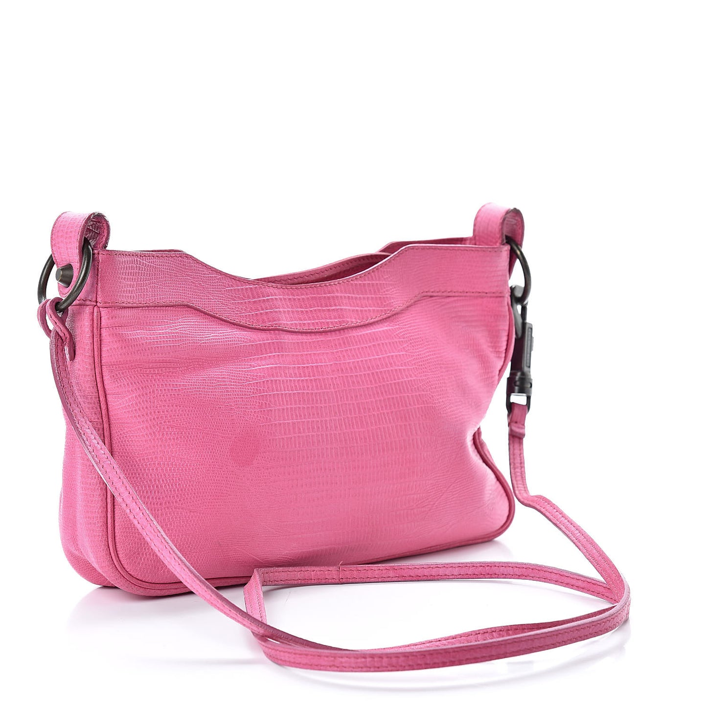 Agneau Lizard Embossed Classic Hardware Hip Hip Pink