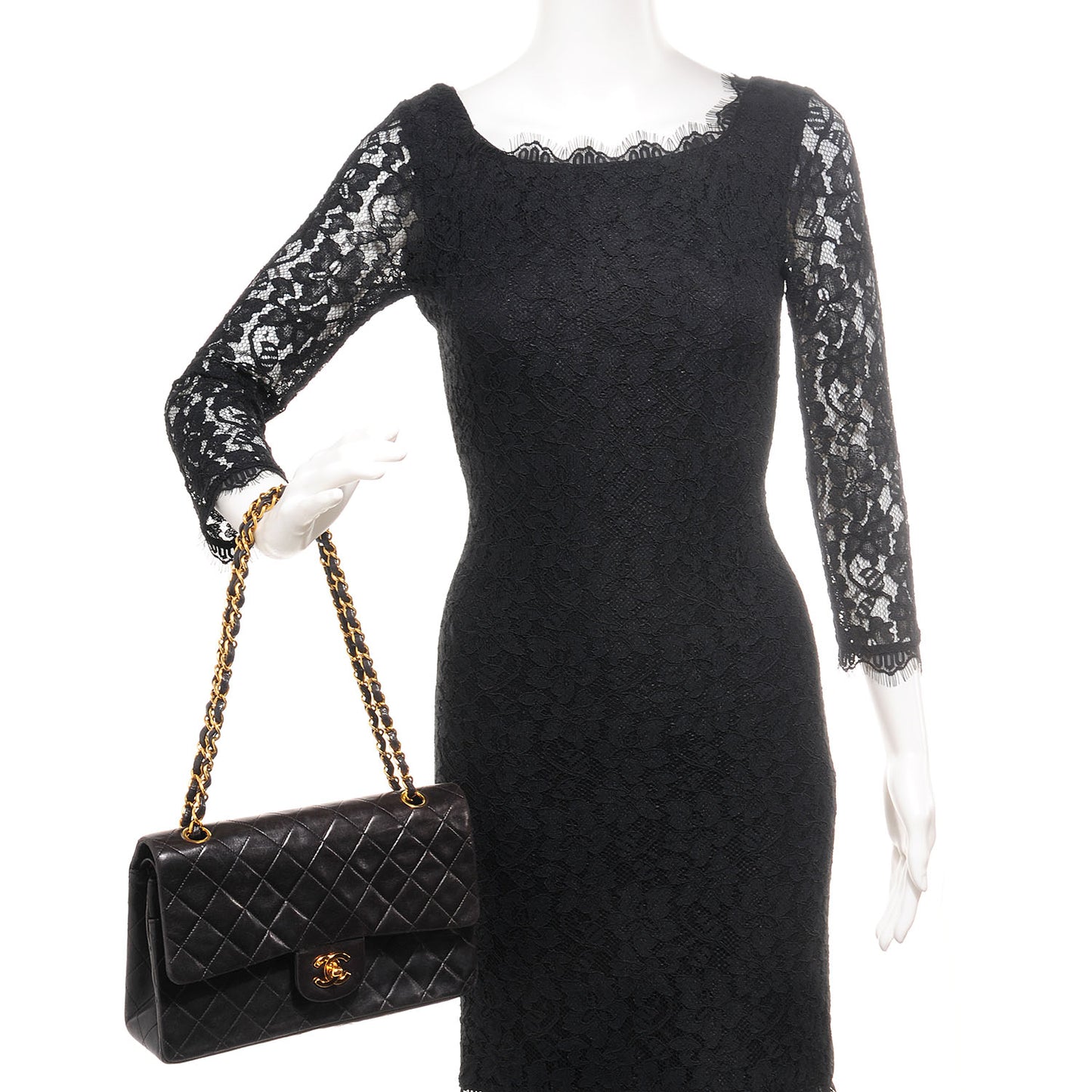 Lambskin Medium Double Flap Black