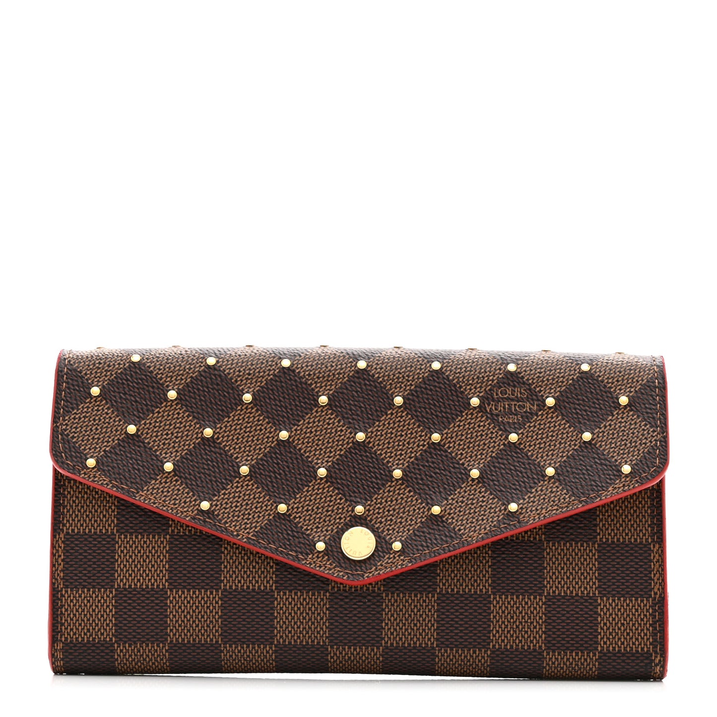 Damier Ebene Studded Sarah Wallet NM Cherry
